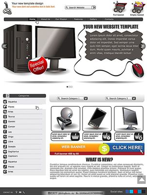 創意數碼商城網站設計,購物商城 數碼電器網店 網站模板-